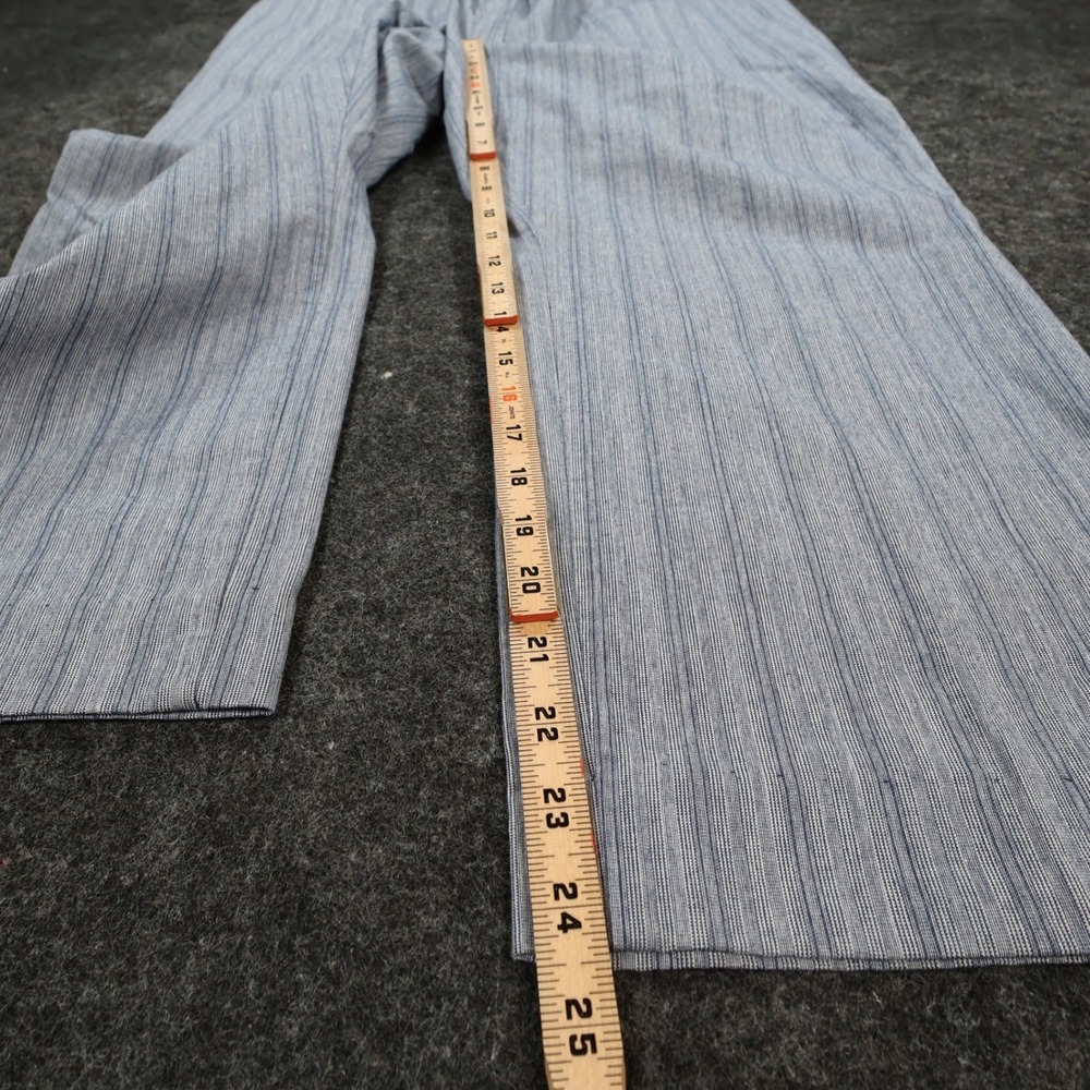 Chic Pull On Pants Womens 14 Petite Blue 100% Cotton Striped Elastic Waist - Picture 4 of 13